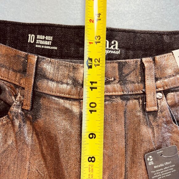 a.n.a. Women’s High-Rise Straight Stretch Metallic Effect Copper Jeans Sz 10 NWT - Picture 11 of 14